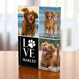 Dog Lover Photo 3 Collage Pet Name Photo Block