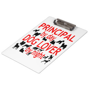 Dog Lover Principal in Red Clipboard