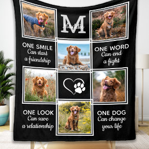 Dog Lover Quote Keepsake Unique Pet Photo Collage Fleece Blanket