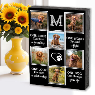 Dog Lover Quote Keepsake Unique Pet Photo Collage  Wooden Box Sign
