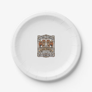 Dog Lover Quote Vintage Engraving Fluffy Dog Art_1 Paper Plate