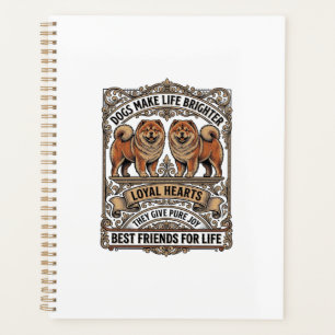 Dog Lover Quote Vintage Engraving Fluffy Dog Art_1 Planner