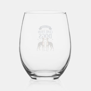 Dog Lover Quote Vintage Engraving Hound Typography Stemless Wine Glass