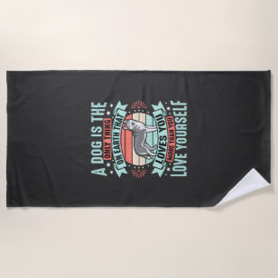 Dog Lover Quote Vintage Husky Graphic Beach Towel
