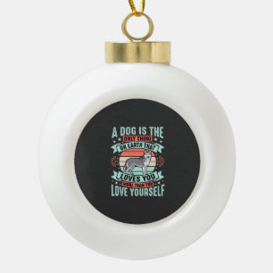 Dog Lover Quote Vintage Husky Graphic Ceramic Ball Christmas Ornament