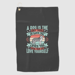 Dog Lover Quote Vintage Husky Graphic Golf Towel