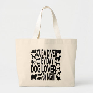 Dog Lover Scuba Diver Large Tote Bag