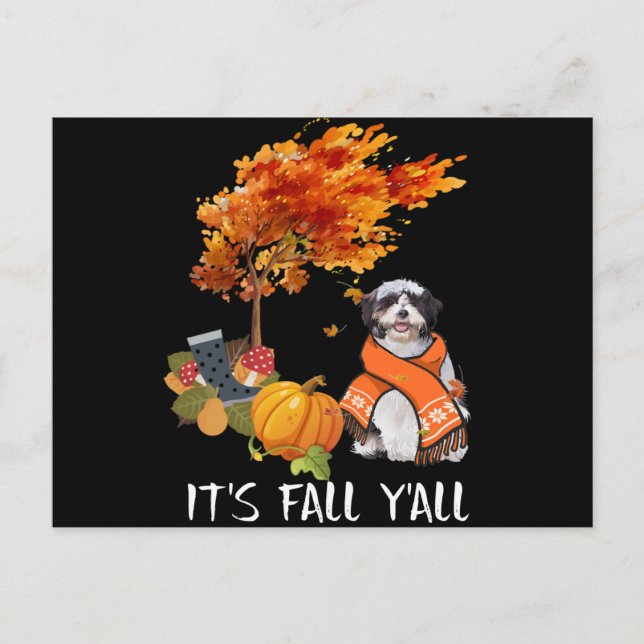 Dog Lover | Shih Tzu is Fall Yall Announcement Postcard (Front)
