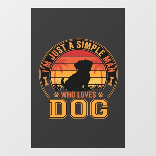 Dog Lover Simple Man Retro Sunset (Sheet)