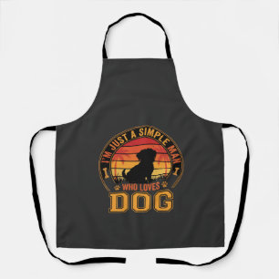 Dog Lover Simple Man Retro Sunset Apron