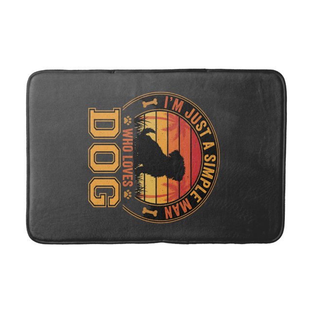 Dog Lover Simple Man Retro Sunset Bath Mat (Front)