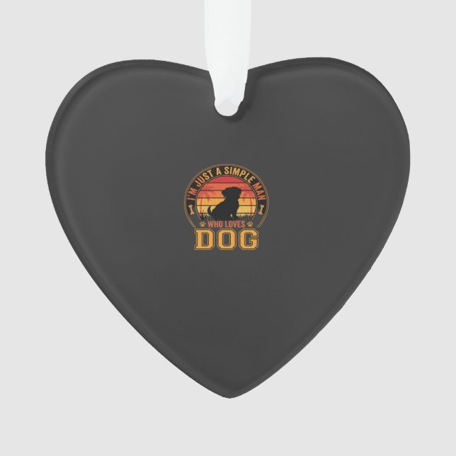 Dog Lover Simple Man Retro Sunset Ornament (Front)