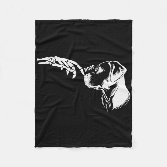 Dog Lover Skeleton Hand Boop Funny Halloween Labra Fleece Blanket (Front)