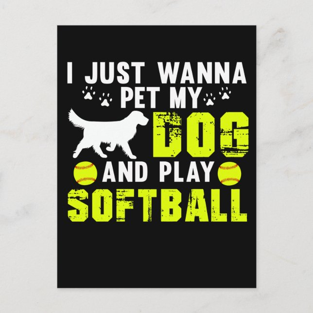 Dog lover Softball Player Postcard (Front)