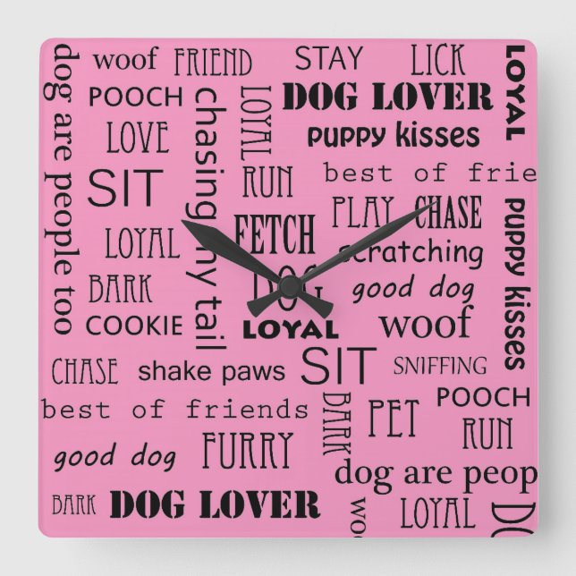 Dog Lover Square Wall Clock (Front)