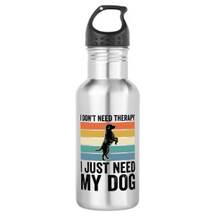 Dog Lover Therapy Quote Vintage Engraving Design_1 532 Ml Water Bottle