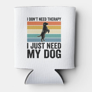 Dog Lover Therapy Quote Vintage Engraving Design_1 Can Cooler