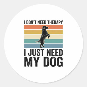 Dog Lover Therapy Quote Vintage Engraving Design_1 Classic Round Sticker