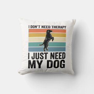 Dog Lover Therapy Quote Vintage Engraving Design_1 Cushion