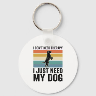 Dog Lover Therapy Quote Vintage Engraving Design_1 Key Ring