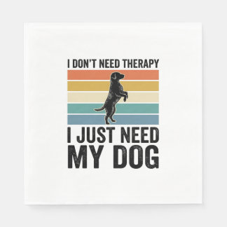 Dog Lover Therapy Quote Vintage Engraving Design_1 Napkin