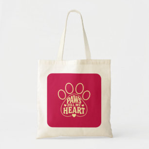 Dog Lover Tote Bag - Paw Print Typography Gift