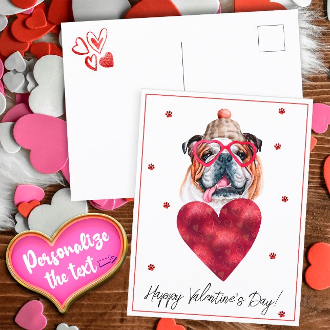 Dog Lover Valentine Gift English Bulldog Holiday Postcard (Creator Uploaded)