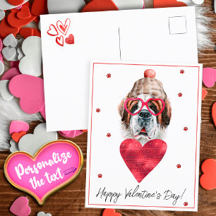 Dog Lover Valentine Gift Saint Bernard Holiday Postcard