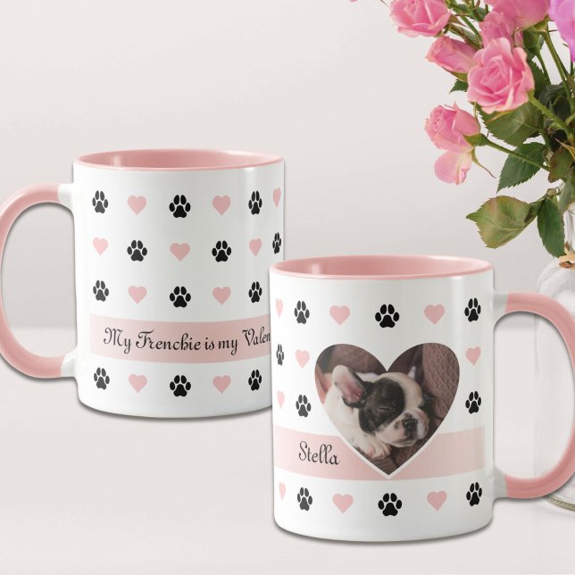 Dog Lover Valentines Custom Photo and Text  Mug (Creator Uploaded)