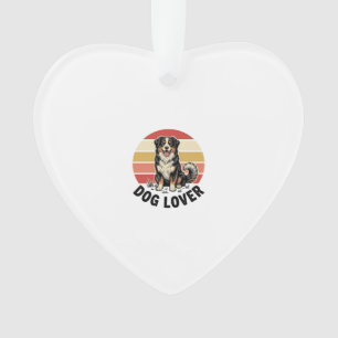 Dog Lover Vintage Engraving Cute Dog Sunset Design Ornament