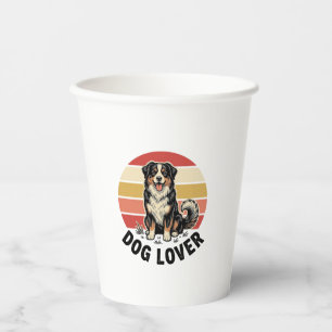 Dog Lover Vintage Engraving Cute Dog Sunset Design Paper Cups