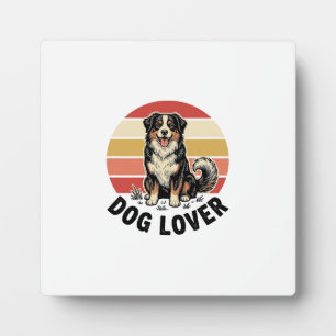 Dog Lover Vintage Engraving Cute Dog Sunset Design Plaque