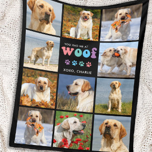 Dog Lover WOOF Custom 11 Pet Picture Colourful  Fleece Blanket