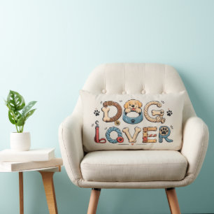 Dog Lover Word Art Lumbar Cushion