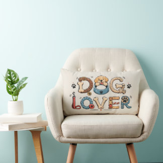 Dog Lover Word Art Lumbar Cushion