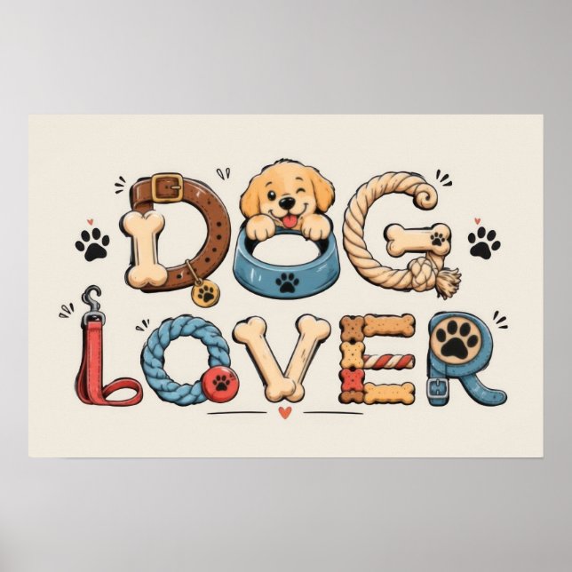 Dog Lover Word Art Poster (Front)