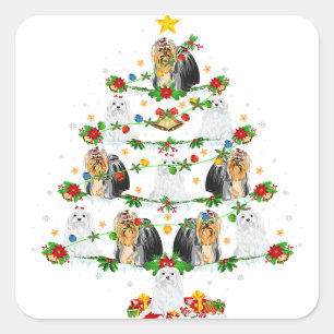 Dog Lover Xmas Lighting Shih Tzu Christmas Square Sticker