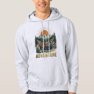 Dog Lovers Adventure Truck Retro Mountain  Hoodie