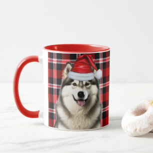 Dog Lover's Alaskan Malamute Holiday Plaid Mug