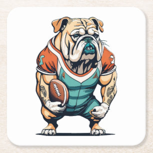 Dog Lovers Basketball Player Square Paper Coaster