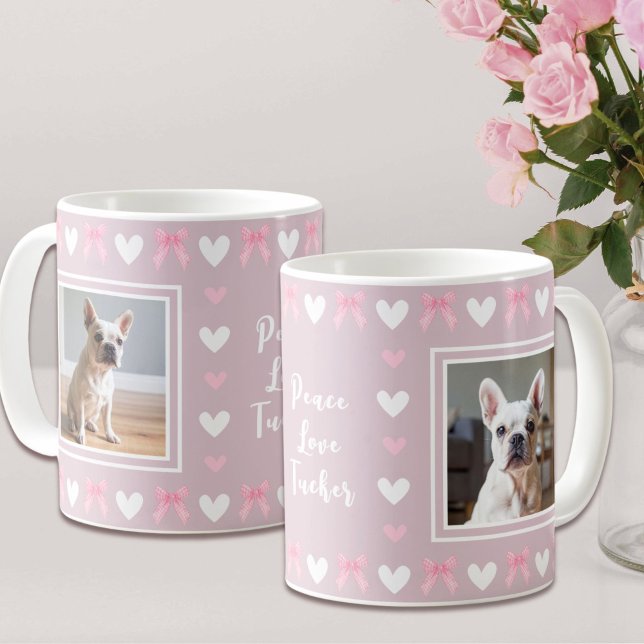 Dog Lovers Blush Pink 2 Photo Coffee Mug (Creator Uploaded)