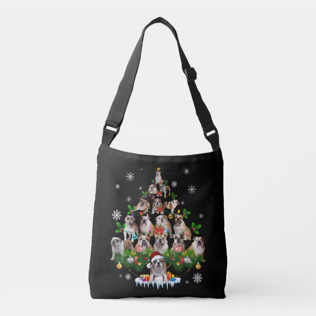 Dog Lovers | Bulldog Christmas Tree Ornaments Crossbody Bag (Front)