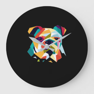 Dog Lovers Bulldog Polygonal Abstract Graphic Large Clock