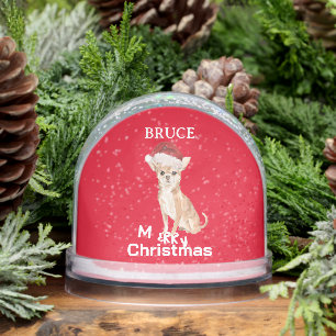 Dog Lovers Chihuahua Fun Red Merry Christmas  Snowglobe