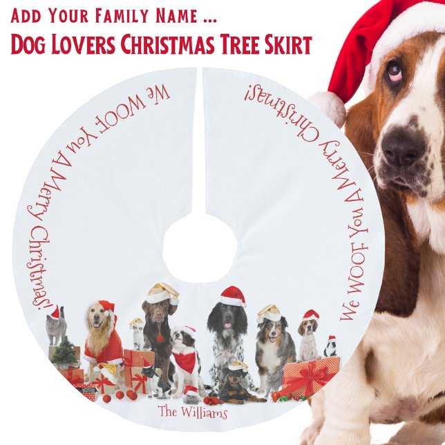 Dog Lovers Christmas Tree Skirt - Family Name (Dog Lovers Christmas Tree Skirt With Family Name)