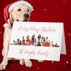 Dog Lovers Christmas with Family Name Holiday Card