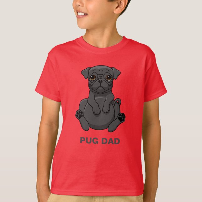 Dog Lovers Cute Fat Black Pug Dad T-Shirt (Front)