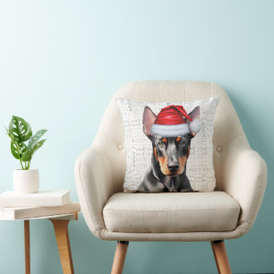 Dog Lover's Doberman Pinscher Christmas Cushion