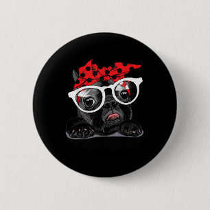 Dog Lovers   French Bulldog Portrait In A Headband 6 Cm Round Badge