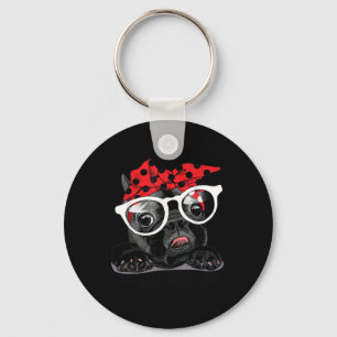 Dog Lovers   French Bulldog Portrait In A Headband Key Ring